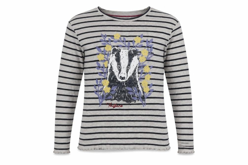 FatFace Women's Grey Striped Jersey T-Shirt Size 10/11