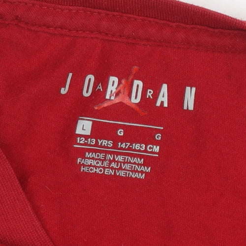 Jordan Boys Red T-Shirt L Regular Fit Logo