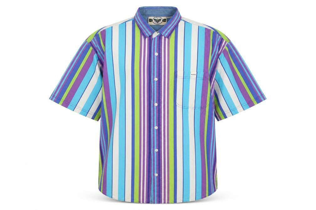Front view of High Advantage Men's Multicoloured Striped Shirt M