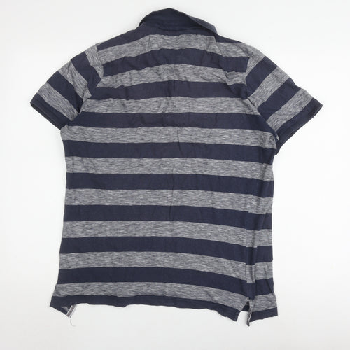 Brave Soul Men's XL Blue Striped Polo Shirt