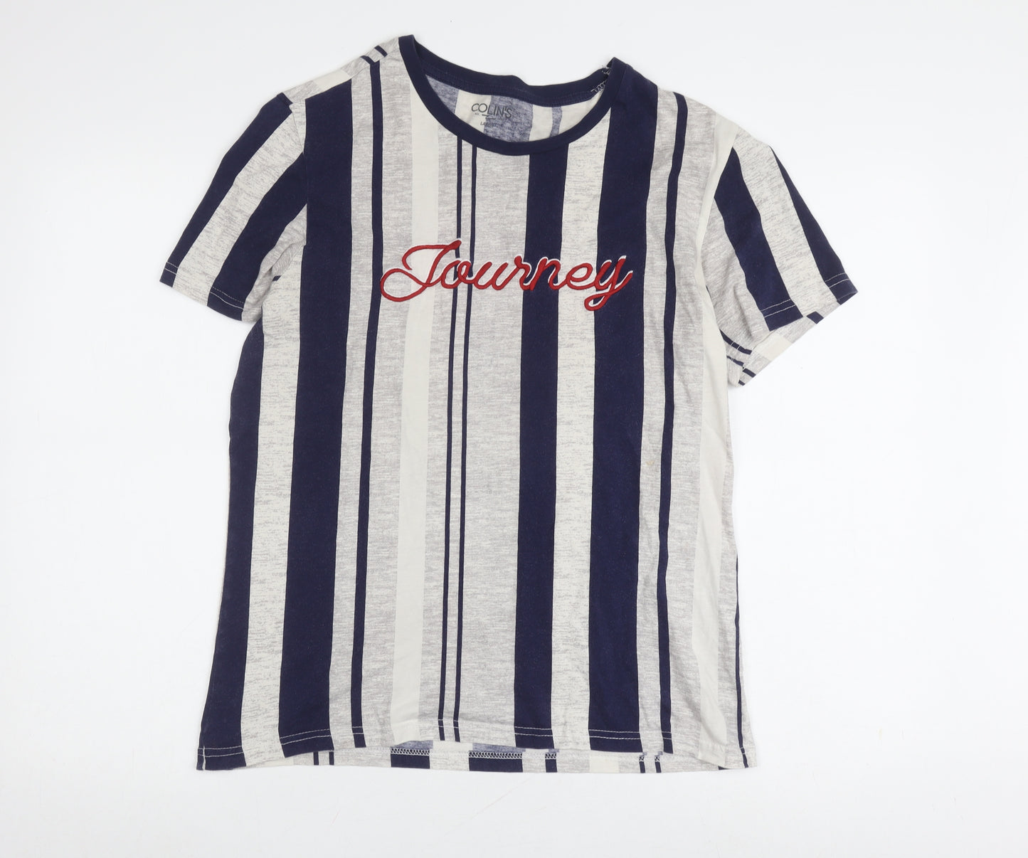 COLIN'S Men Multicoloured L Striped T-Shirt