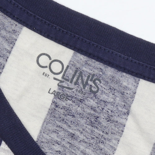 COLIN'S Men Multicoloured L Striped T-Shirt