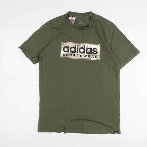 Adidas Boys Green T-Shirt, Size 13-14, Graphic Logo, Casual