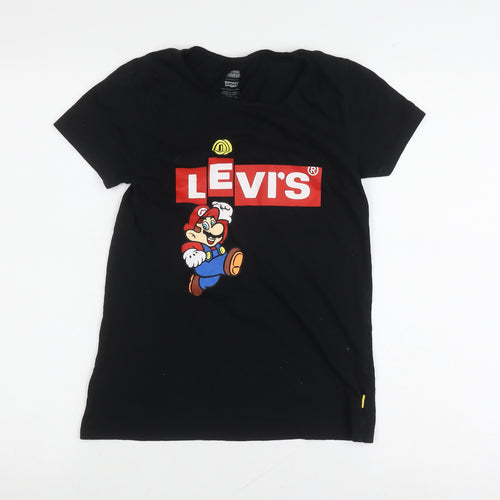 Levi's Boys Black Super Mario T-Shirt Size 2XS Graphic Print