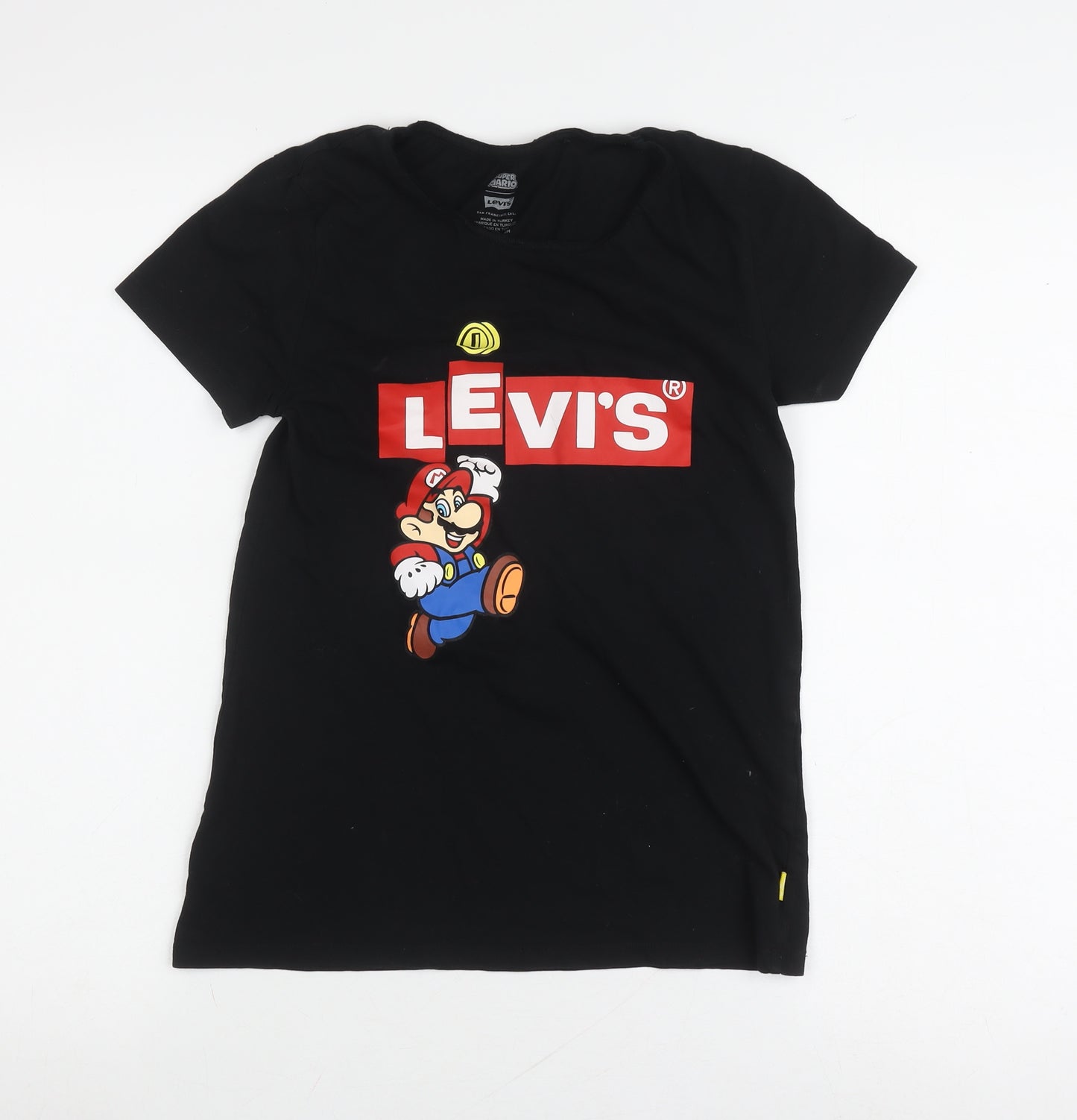 Levi's Boys Black Super Mario T-Shirt Size 2XS Graphic Print