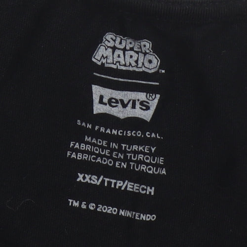 Levi's Boys Black Super Mario T-Shirt Size 2XS Graphic Print