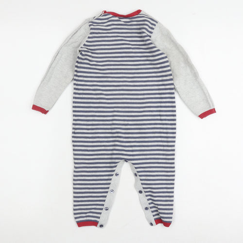 The Little White Company Unisex Grey Striped Babygrow 18-24M