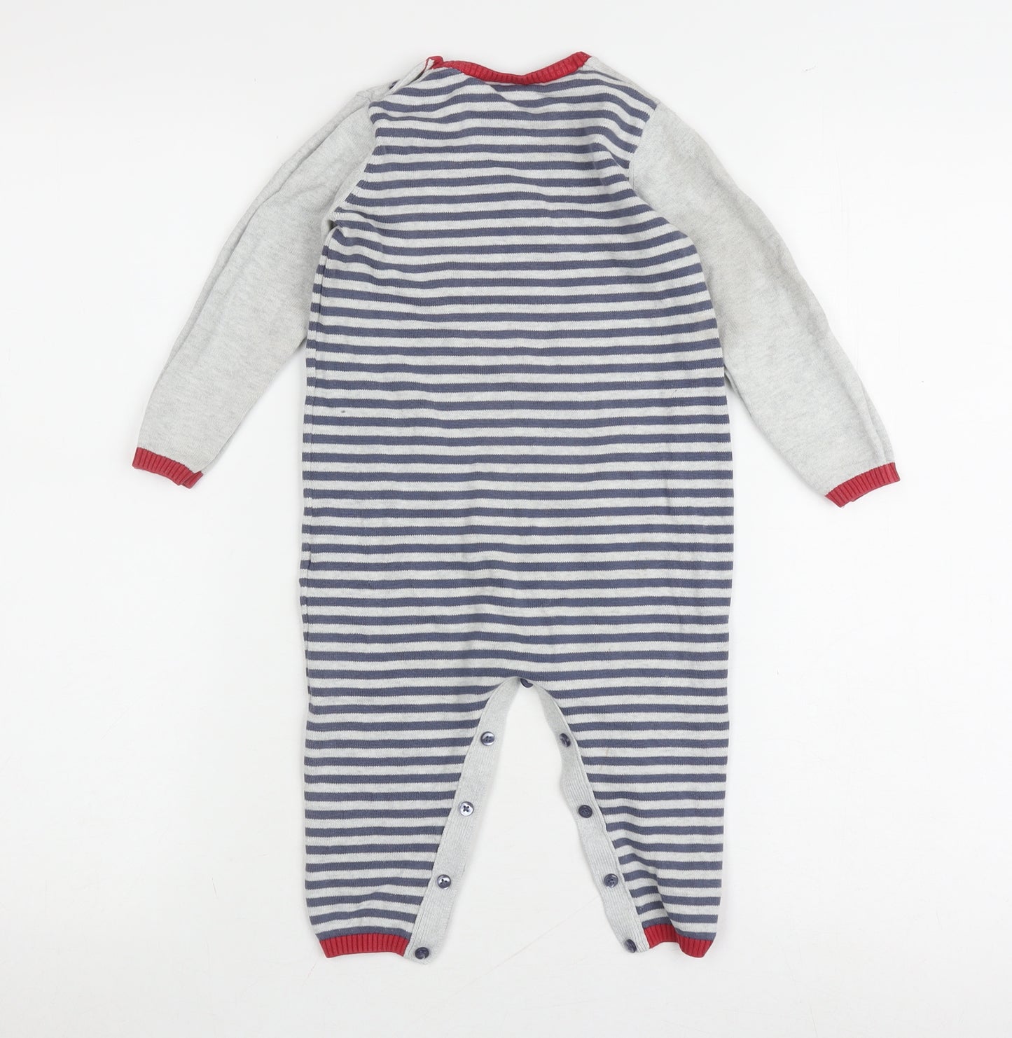 The Little White Company Unisex Grey Striped Babygrow 18-24M