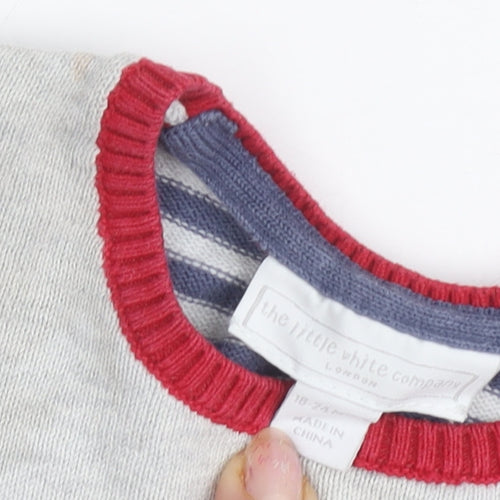 The Little White Company Unisex Grey Striped Babygrow 18-24M