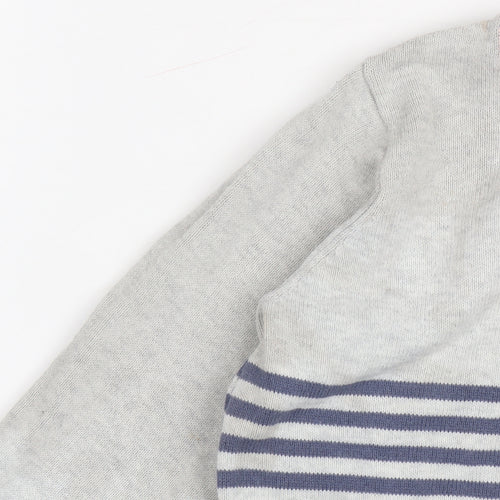 The Little White Company Unisex Grey Striped Babygrow 18-24M