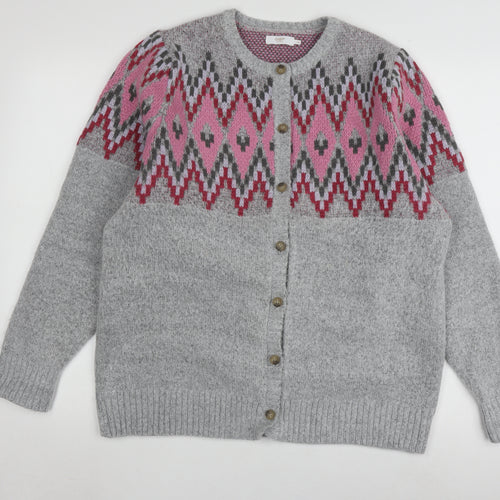 Cotton Traders Women's Grey Cardigan, Size 16, Button Accent