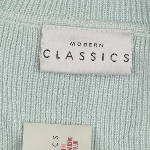 Modern Classics Women's Green Short Sleeve Collared Button Front Knit Top