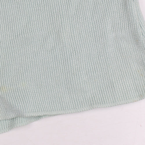 Modern Classics Women's Green Short Sleeve Collared Button Front Knit Top