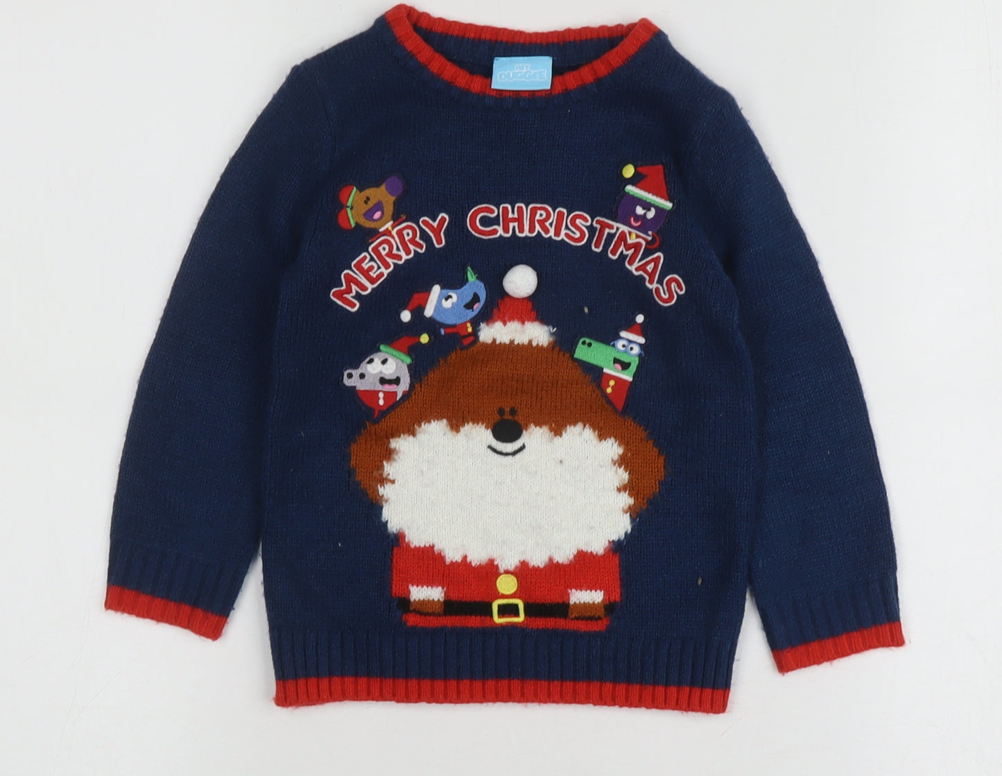 TU Boys Blue Christmas Jumper, Size 2 Years, Graphic Pullover