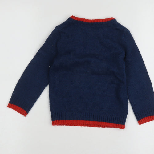 TU Boys Blue Christmas Jumper, Size 2 Years, Graphic Pullover