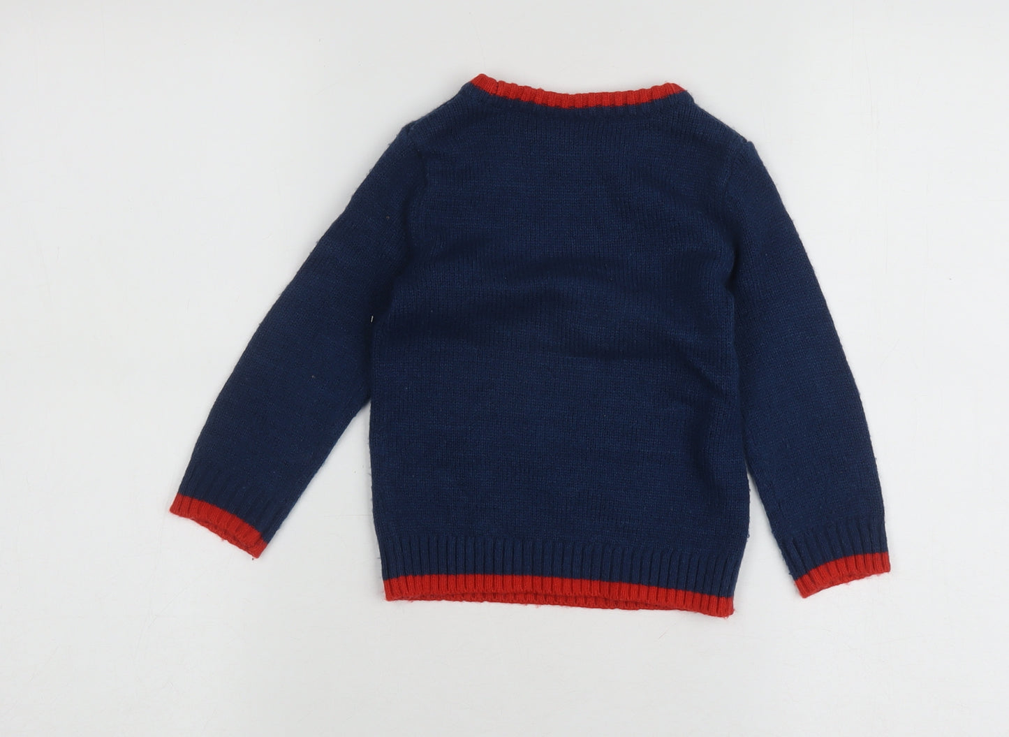 TU Boys Blue Christmas Jumper, Size 2 Years, Graphic Pullover