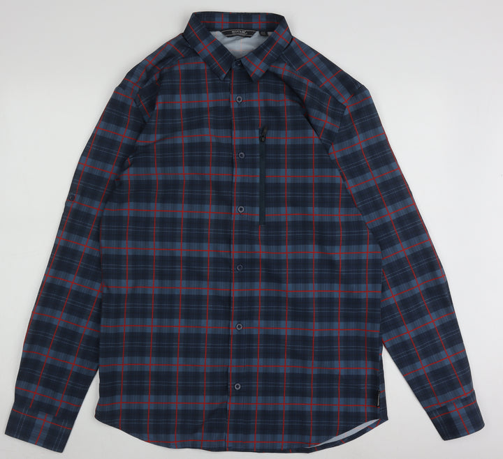 Regatta Men's Blue Plaid Long Sleeve Shirt M