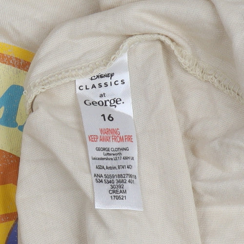Disney Classics at George Women's Beige Ringer T-Shirt