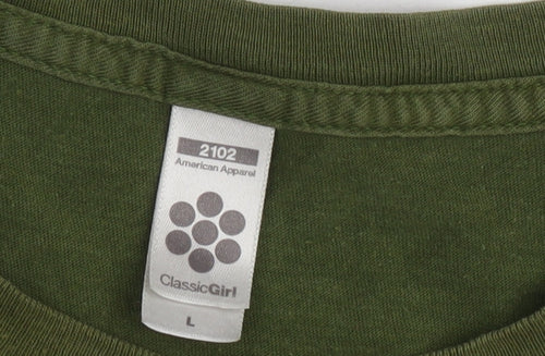 American Apparel Women's Green T-Shirt, L, Basic Style