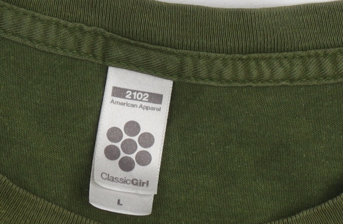 American Apparel Women's Green T-Shirt, L, Basic Style