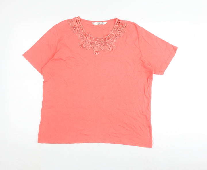 Honor Millburn Women's Pink Embroidered T-Shirt L