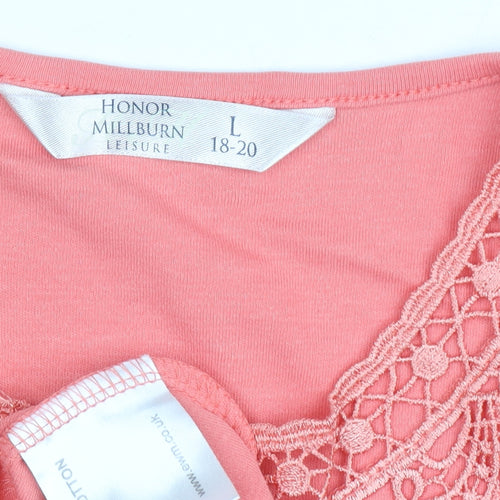 Honor Millburn Women's Pink Embroidered T-Shirt L