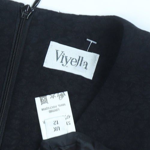 Viyella Black Women's Dress UK 12, V-Neck, Half Sleeve