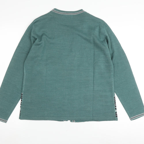 Honor Millburn Women's Green Cardigan M Striped