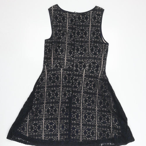Oasis Women's Black A-Line Lace Dress, M