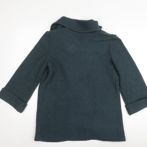 Paul Costelloe Women's Green Wool Coat Size 8 Zip Collared