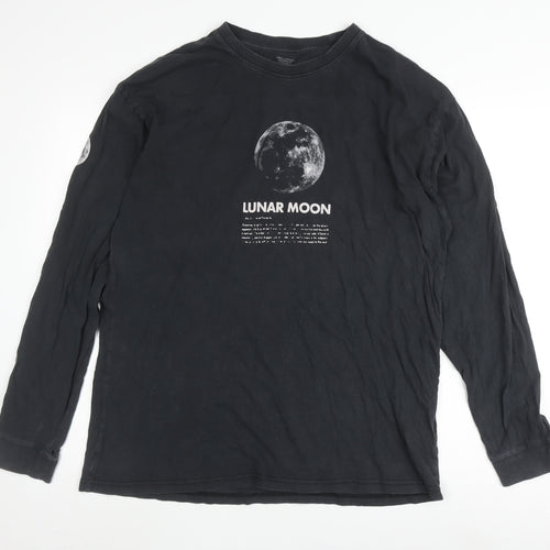 Men's Black Lunar Moon Long Sleeve T-Shirt