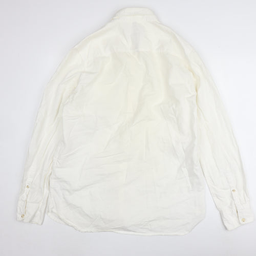 River Island Men's White L Cotton Long Sleeve Shirt