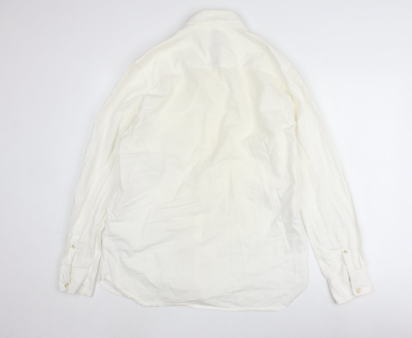 River Island Men's White L Cotton Long Sleeve Shirt
