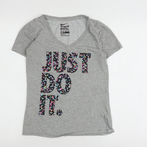 Nike Women's Grey XS V-Neck Athletic T-Shirt