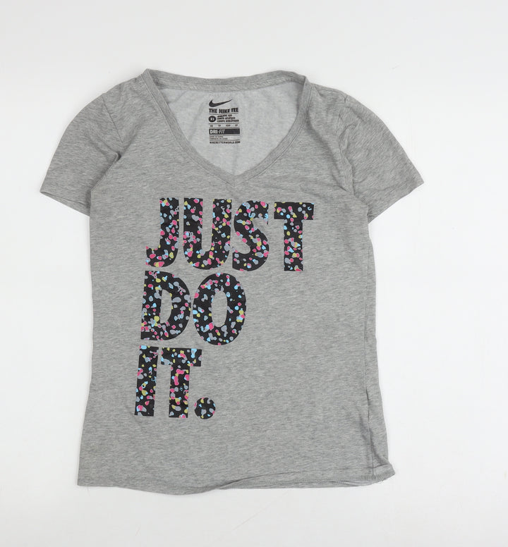 Nike Women's Grey XS V-Neck Athletic T-Shirt
