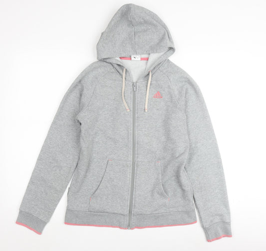 Adidas Women's Grey Full Zip Hoodie XS Lightweight