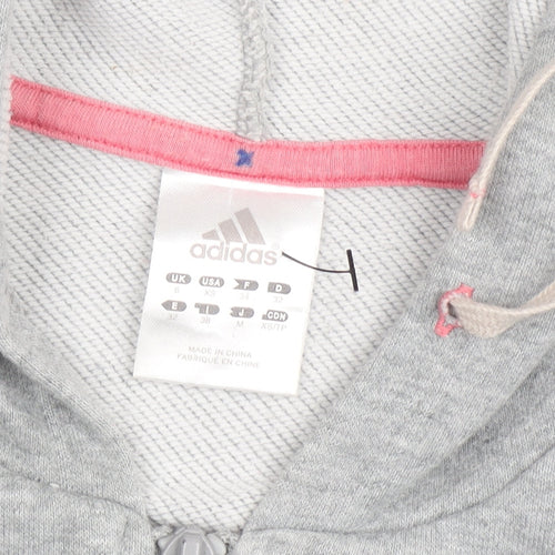 Adidas Women's Grey Full Zip Hoodie XS Lightweight