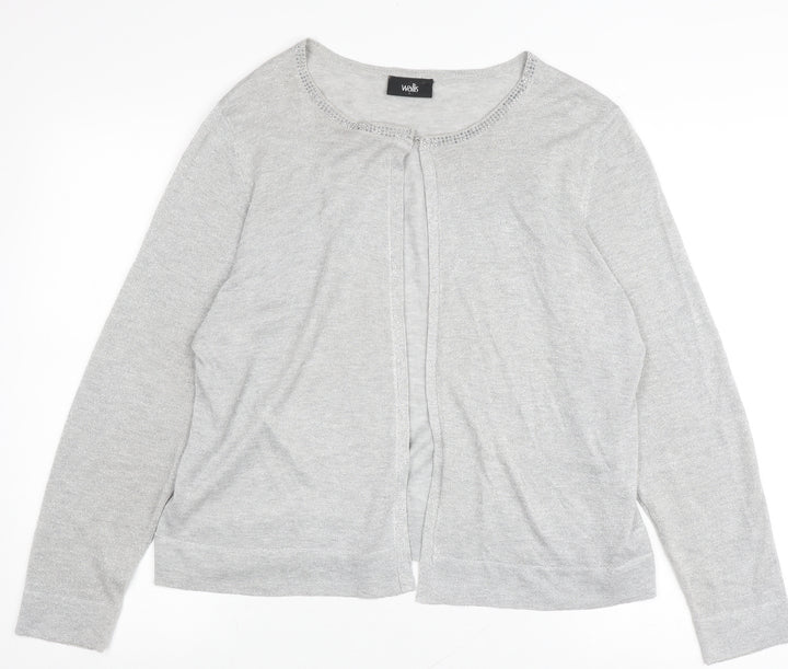 Wallis Women's Grey Cardigan Size L Crew Neck
