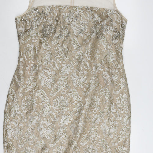 Coast Women's Beige Sleeveless Lace Dress Size 18