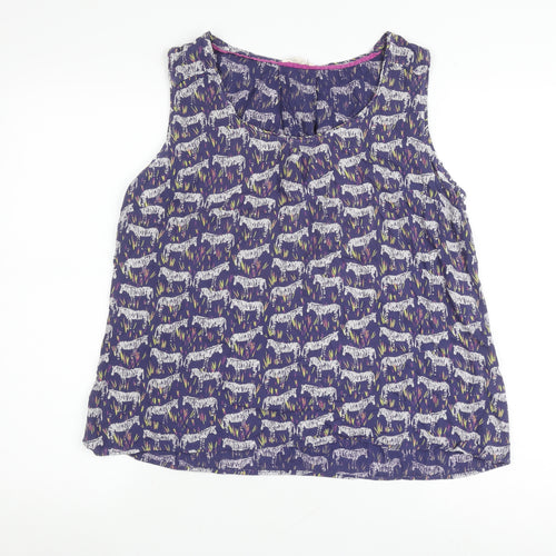White Stuff Women's Purple Zebra Print Sleeveless Top, Size 14