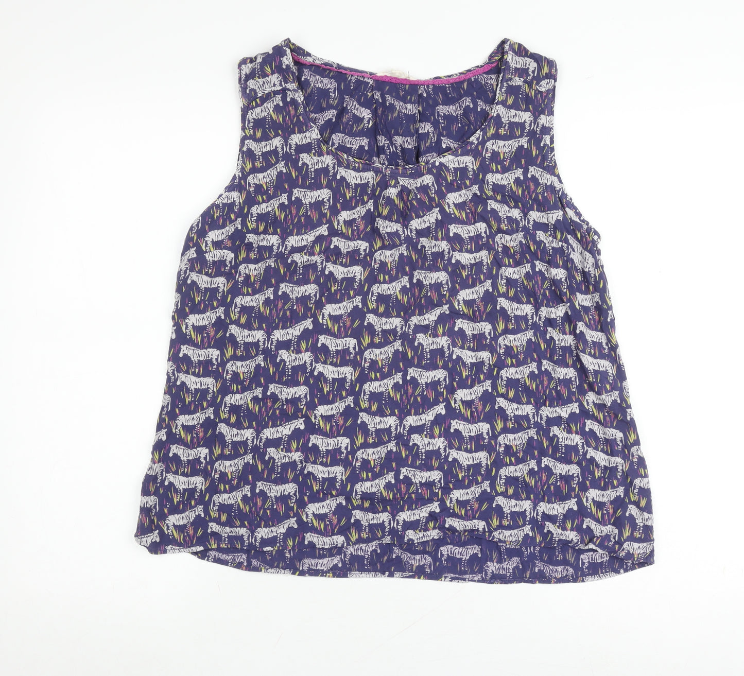 White Stuff Women's Purple Zebra Print Sleeveless Top, Size 14