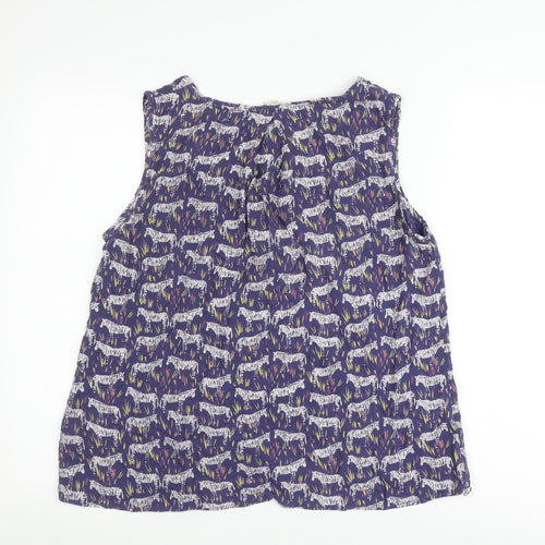 White Stuff Women's Purple Zebra Print Sleeveless Top, Size 14