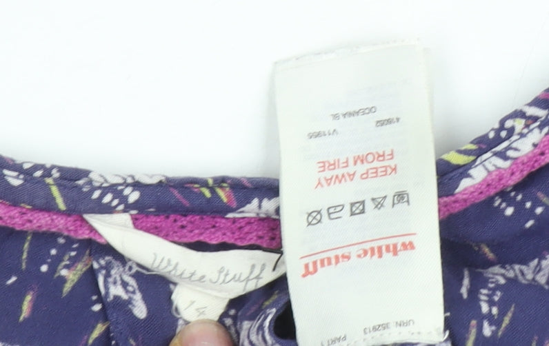 White Stuff Women's Purple Zebra Print Sleeveless Top, Size 14