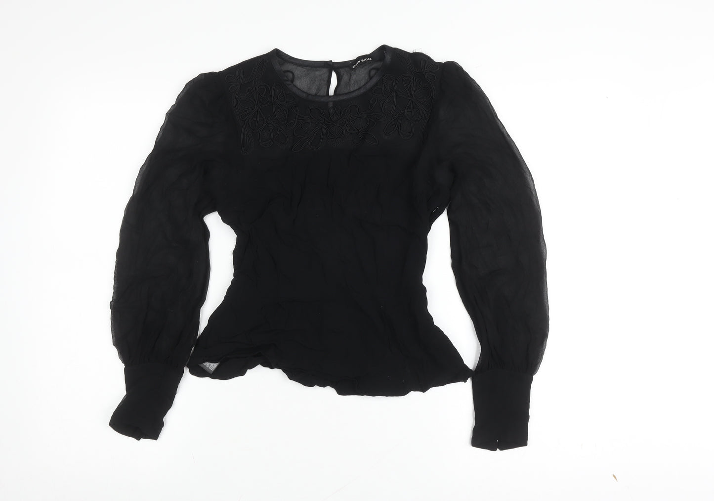 Karen Millen Women's Black Embroidered Blouse, Size 10