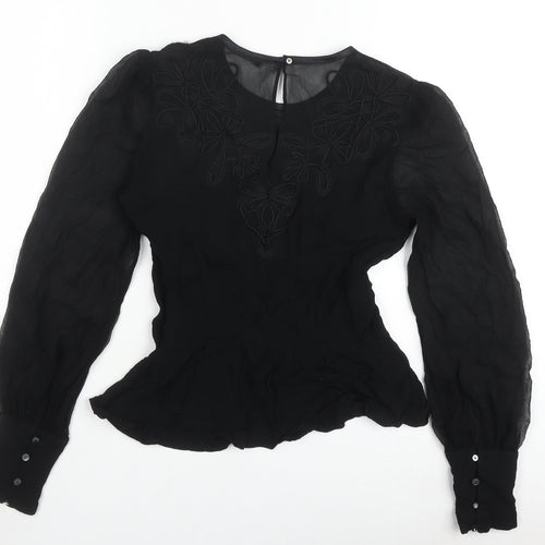 Karen Millen Women's Black Embroidered Blouse, Size 10