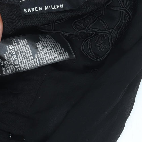 Karen Millen Women's Black Embroidered Blouse, Size 10