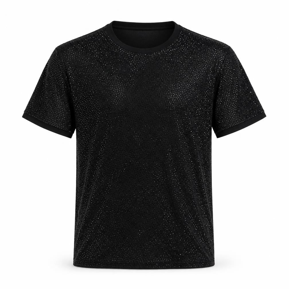 Front view of By Malene Birger Black Sequin unisex shirt medium