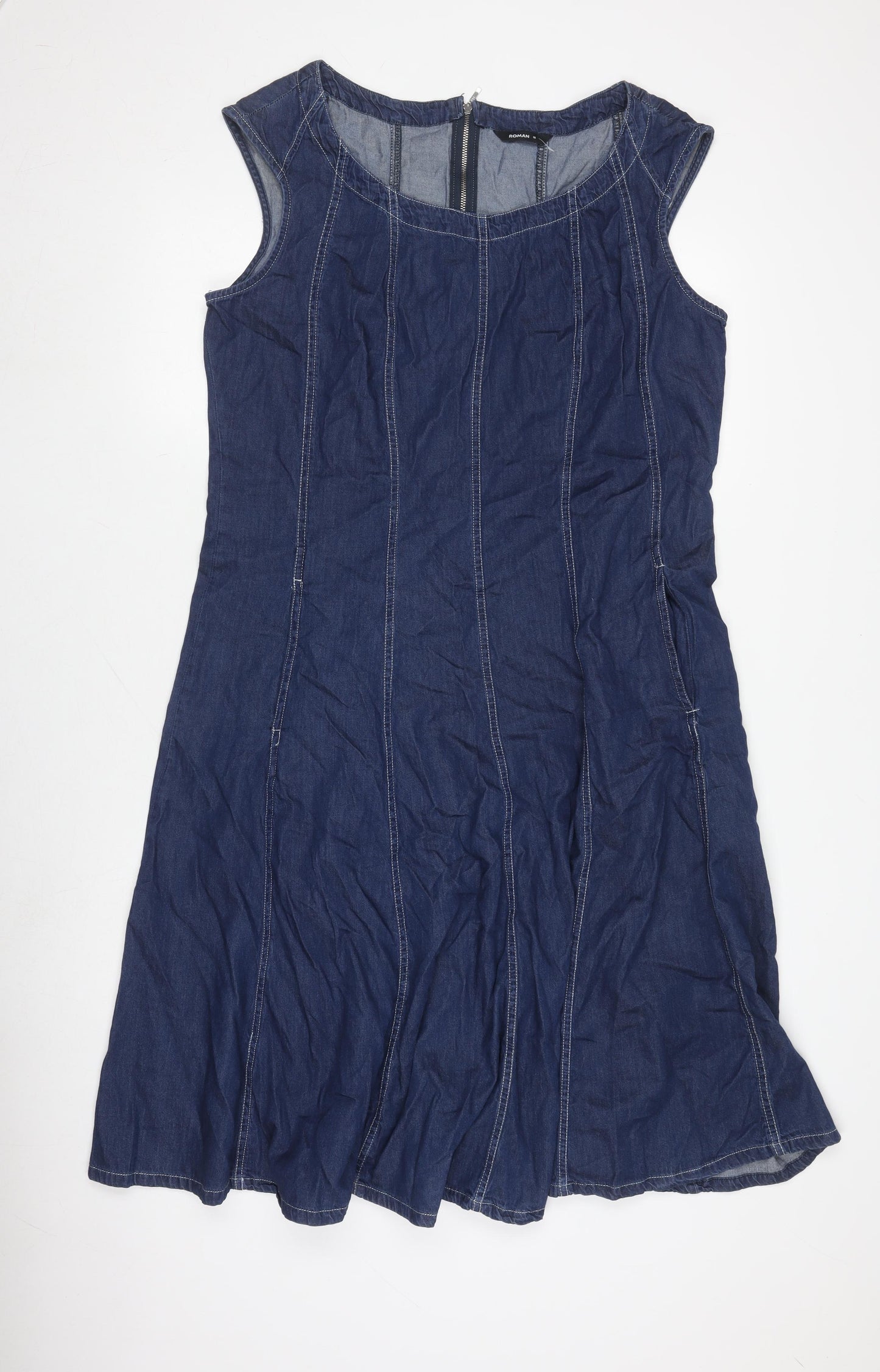 Roman Women's Blue Denim A-Line Dress Size 18
