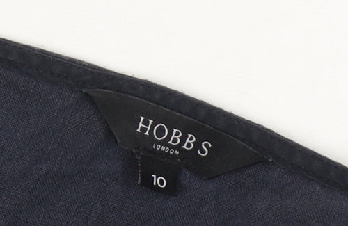 Hobbs Women's Blue Cotton Blouse Size 10 Button Cap Sleeve
