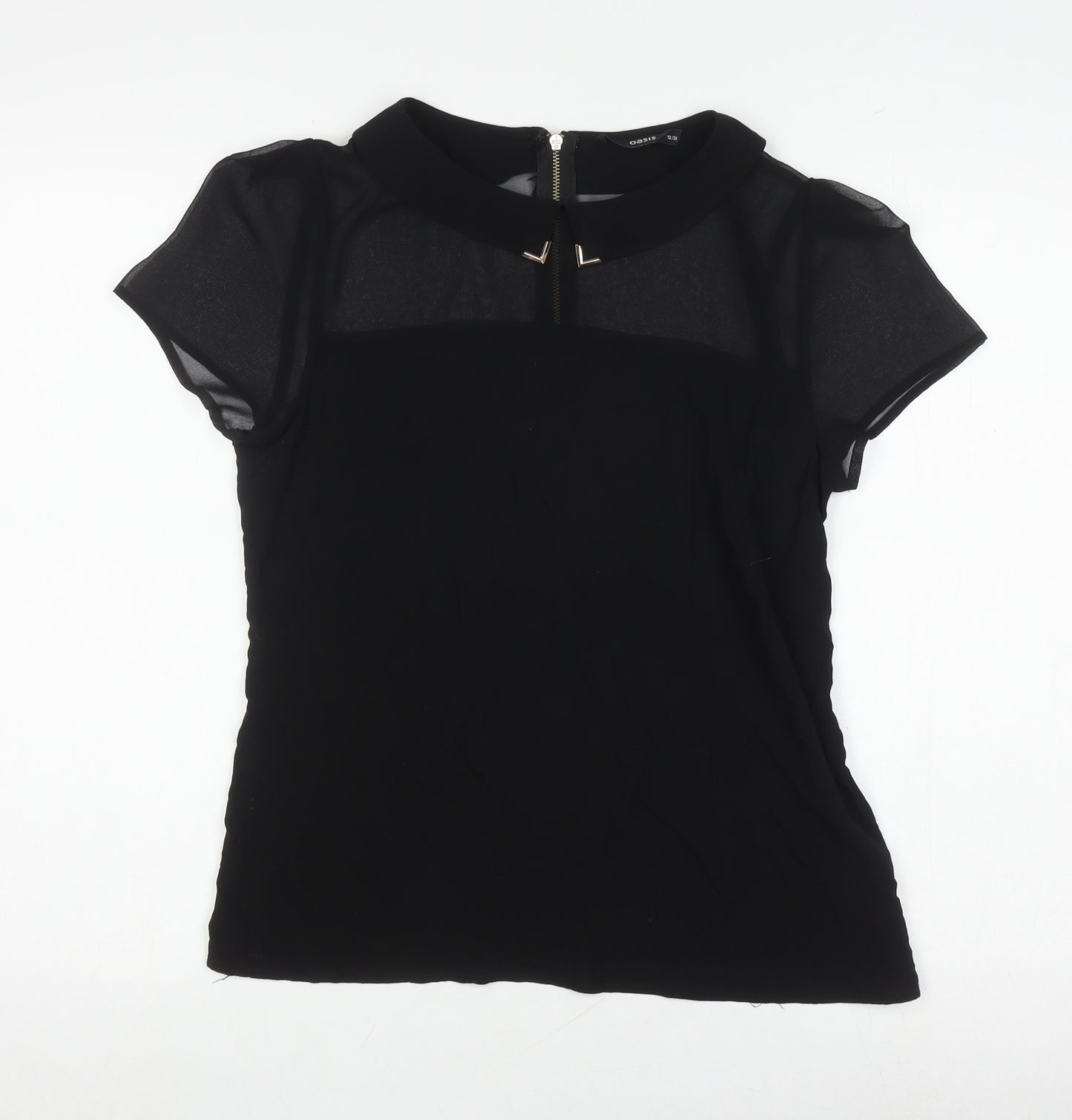 Oasis Women's Black Collared Blouse Size 12